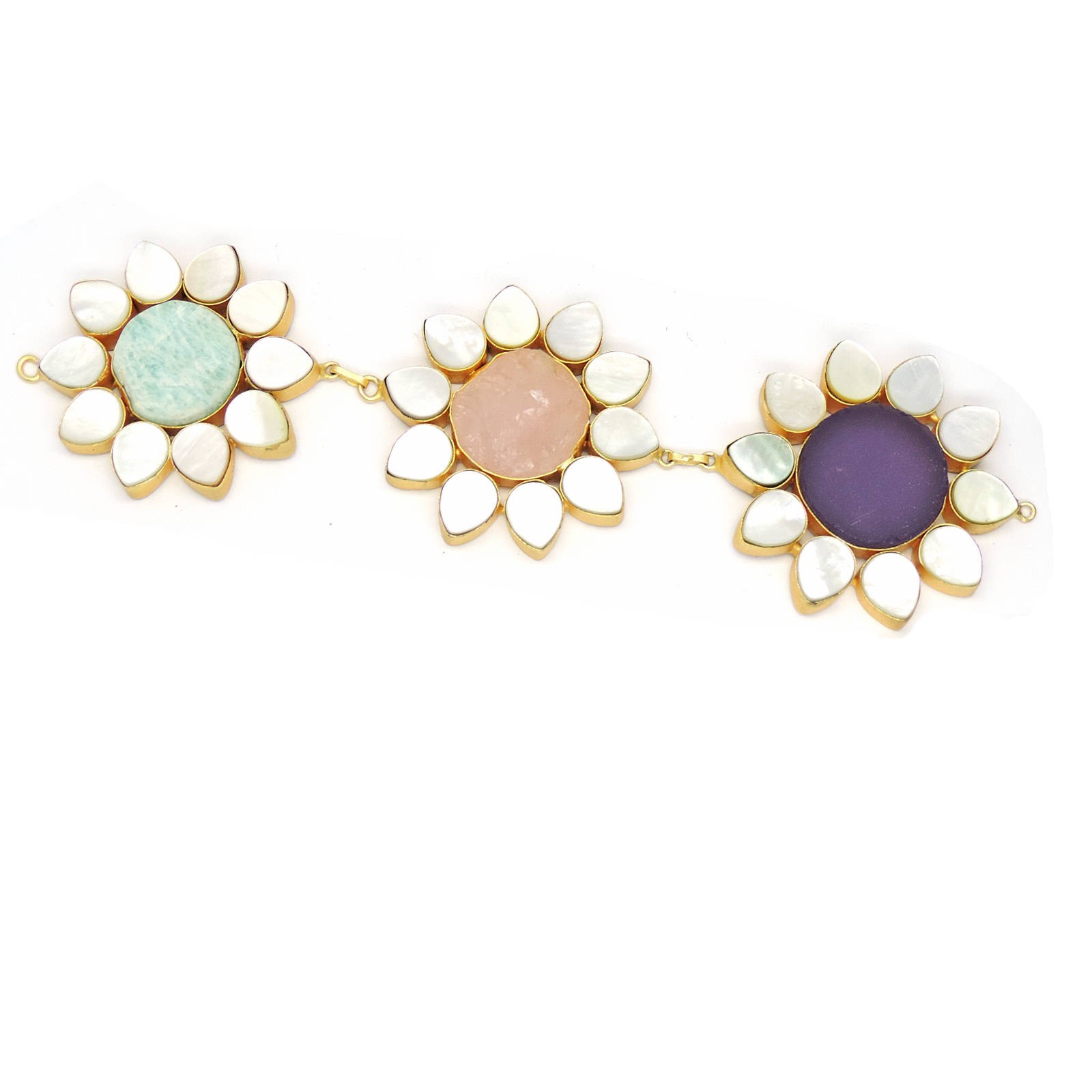 Multi Color Raw Stones, Mother of Pearl Necklace