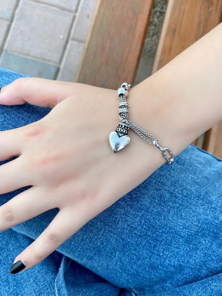 The silver heart bracelet