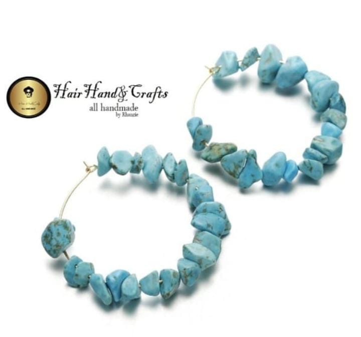 Turquoise Hoop Bead Earrings