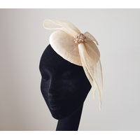 Ladies Cream Pillbox Hat