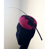 Pink & Black Lace Pillbox Hat