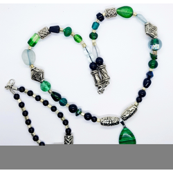 Malachite Necklace and Jade Bracelet Set