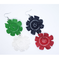 UAE National Day Crochet Round Flowers Earrings