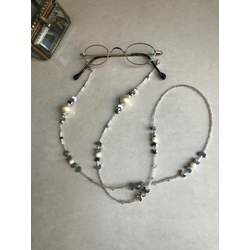 Silver Beaded and pearl Eyeglass Chain, Eyeglasses Chain Holders Handmade, Glasses Chain
