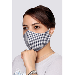 Navy Squares - 100% Cotton Washable Mask