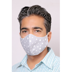Gray Starry - 100% Cotton Washable Mask