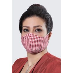 Red Squares - 100% Cotton Washable Mask