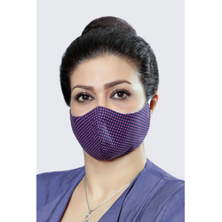 Navy With Pink Circles - 100% Cotton Washable Mask