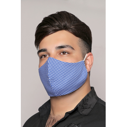 Dark Blue with White Circles - 100% Cotton Washable Mask