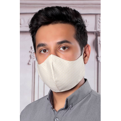 Cream With White Circles - 100% Cotton Washable Mask