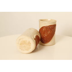 Stoneware Set of 2 Leaf Tumblers.