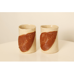 Stoneware Set of 2 Leaf Tumblers.