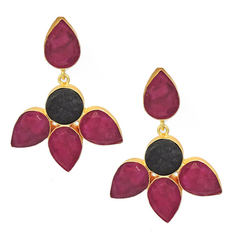 Ruby, Obsidian Earrings