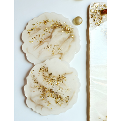Handmade pearl white and gold tray set