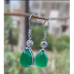 Emerald silver earrings