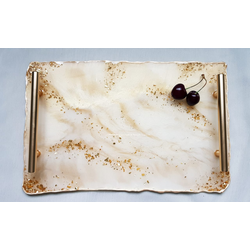 Handmade pearl white and gold tray set