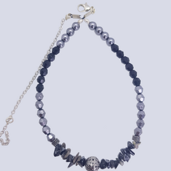 Black silver beads Necklace