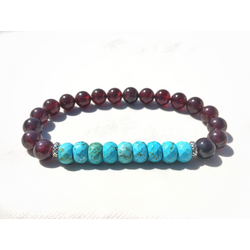 Vitalis 8mm A faceted turquoise, AAA garnet & 925 sterling silver