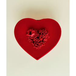 Red Velvet Heart Shaped Box with Red Roses (Small)