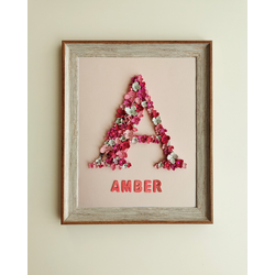 Pink Flower Letter Personalized Frame - Girls Bedroom Décor (Large)